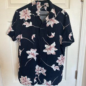 Express Floral Rayon Short Sleeve Shirt